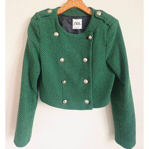 ZARA Emerald Green Tweed Cropped Blazer (NWT) XL